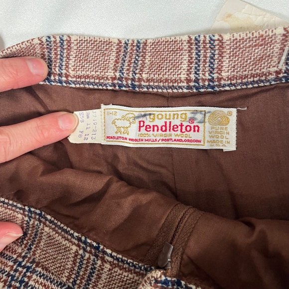 PENDLETON Vintage Plaid Trousers Pants Wool Deadstock NWT 80s Brown Tan 11 / 12 - Picture 2 of 11